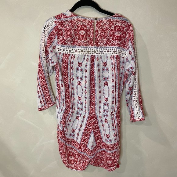 Saylor Red, White and Blue Boho Romper with Red Tassels in Size Small - Picture 6 of 9
